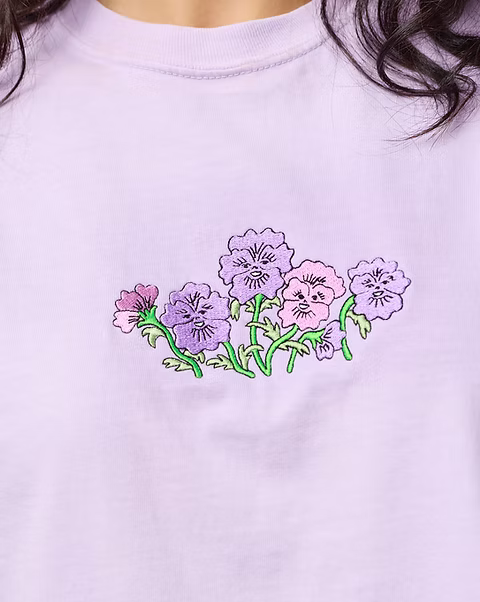 Togetherness Cotton Embroidered Tee - Flowers are my friends