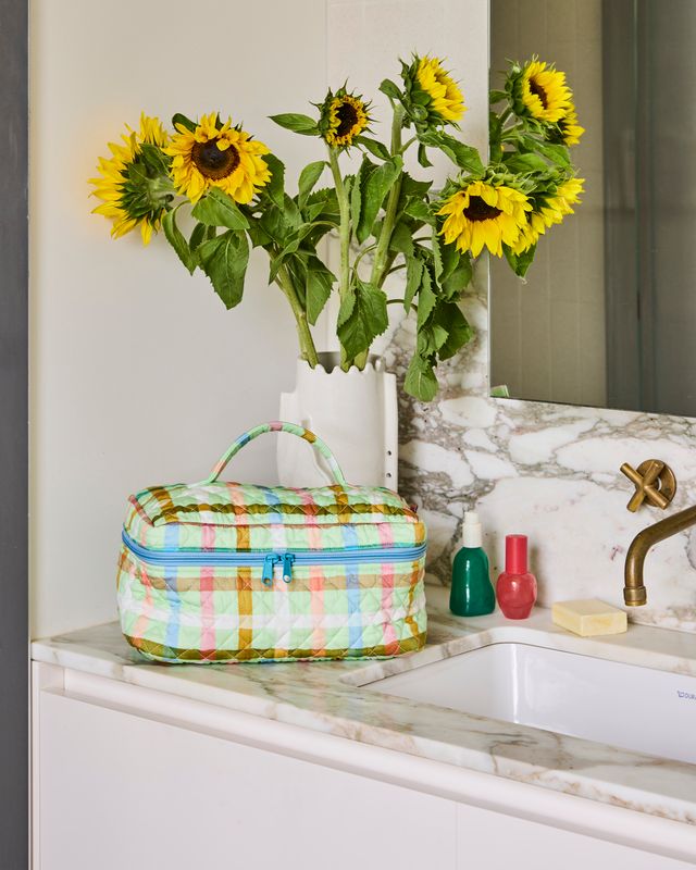Kip and Co Quilted Toiletry Case - Candy Check Mint