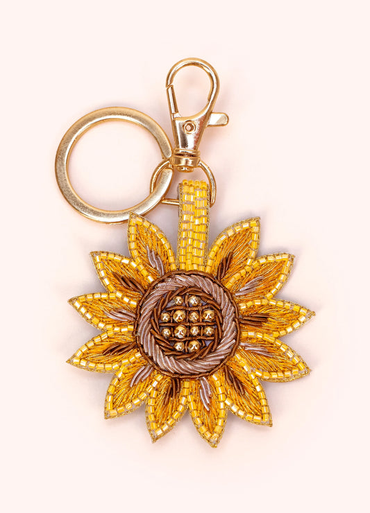 Powder Beaded Keychain - Summer Sunflower