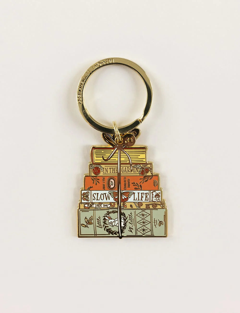 Bespoke Fine Book Stack Enamel Keyring