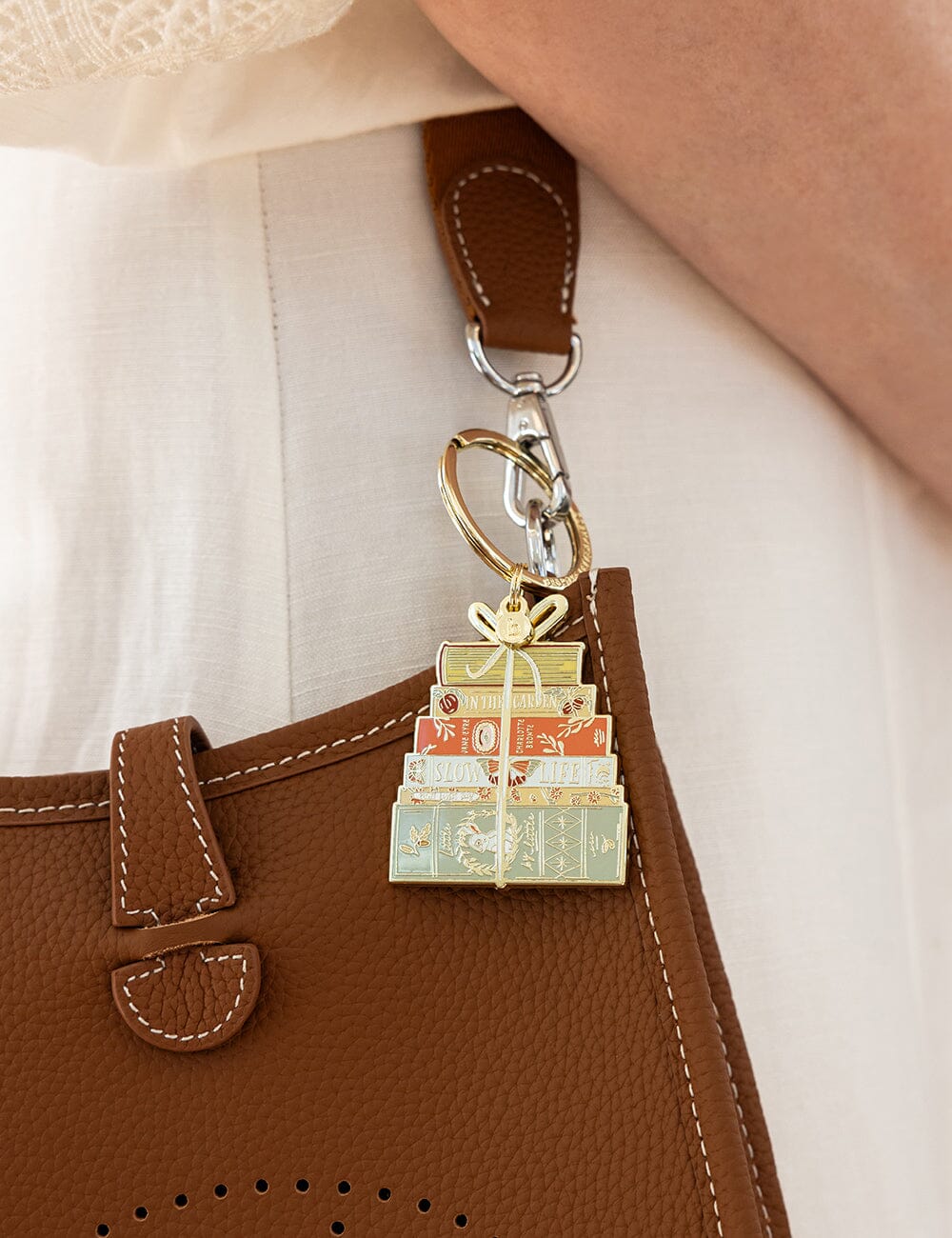 Bespoke Fine Book Stack Enamel Keyring