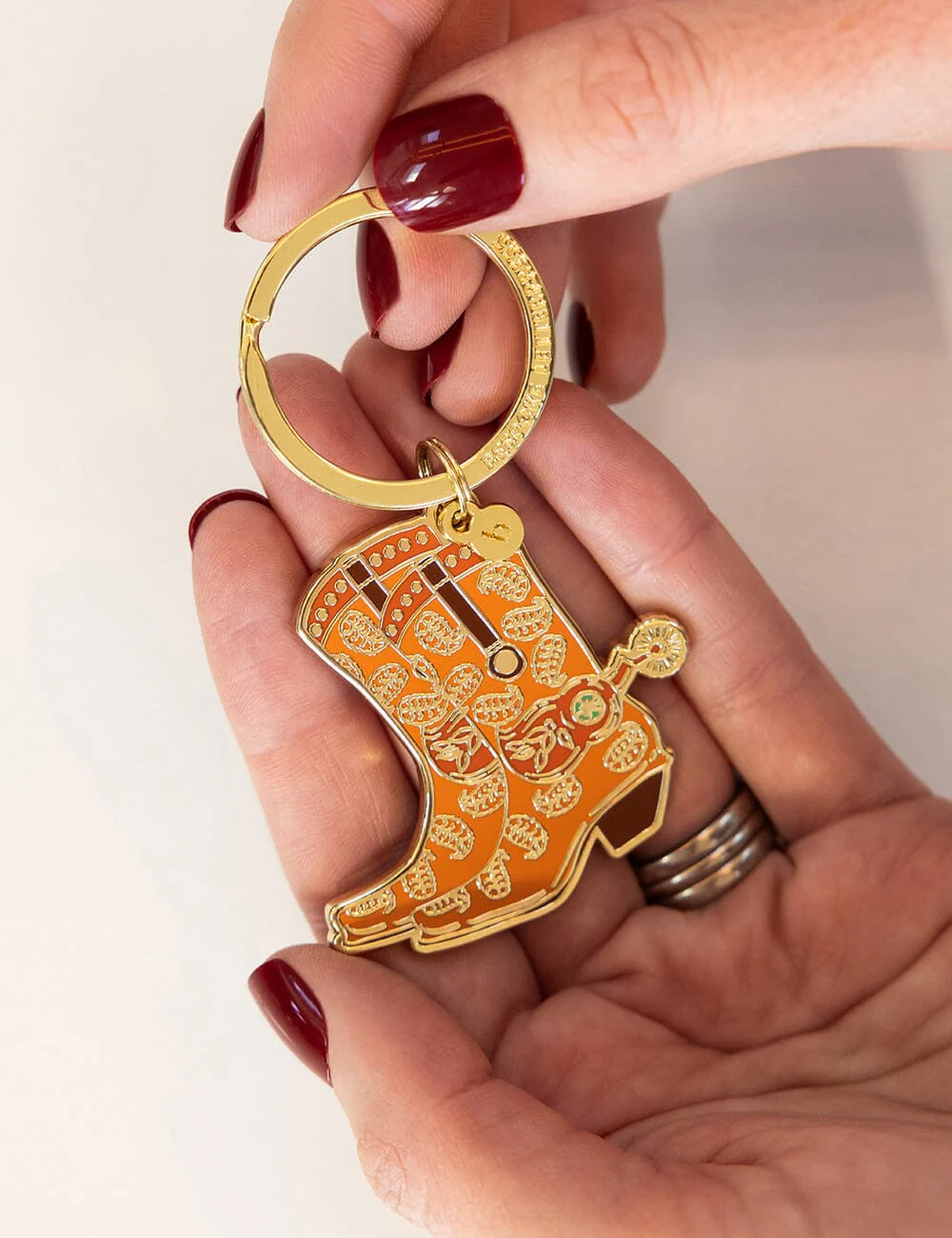 Bespoke Fine Cowgirl Boots Enamel Keyring