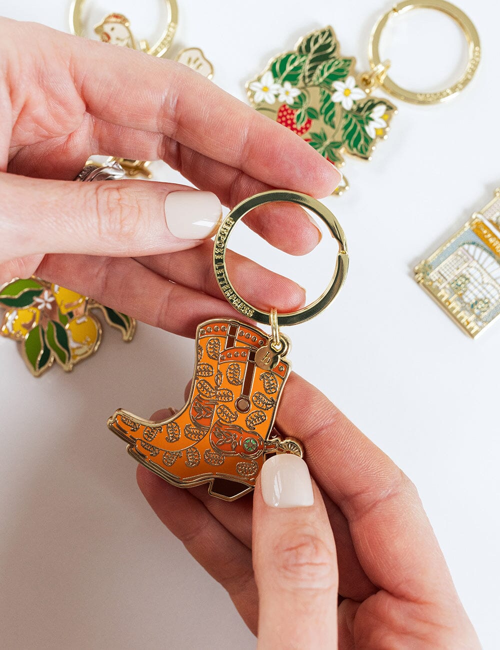 Bespoke Fine Cowgirl Boots Enamel Keyring