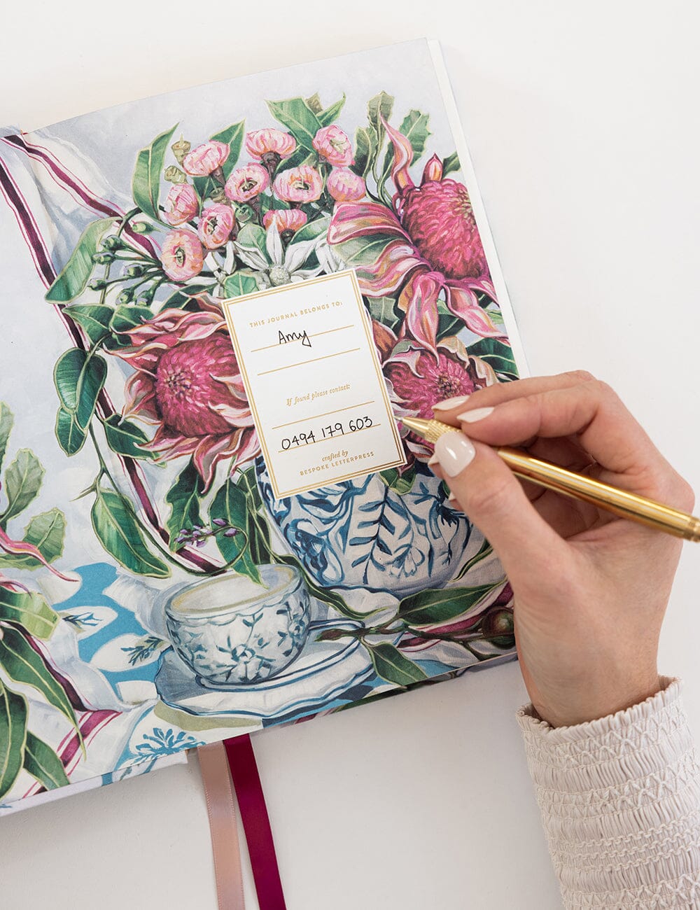 Linen Journal - Waratah in Blue