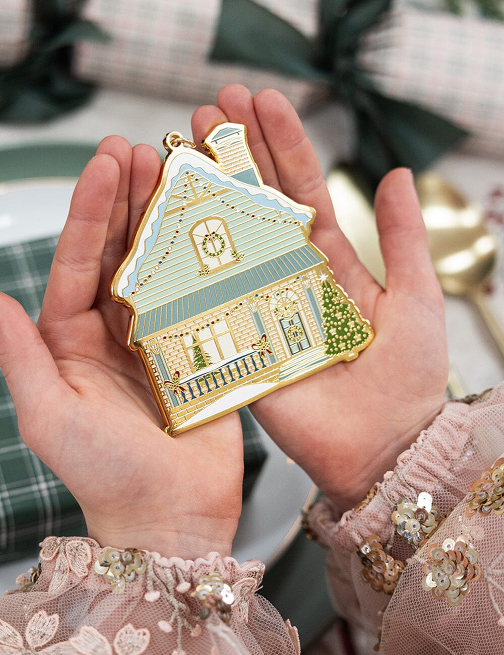 Bespoke Enamel Christmas House Ornament