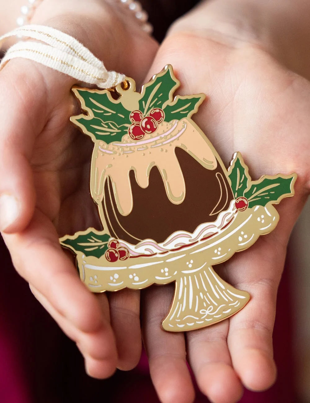 Christmas Pudding Enamel Ornament
