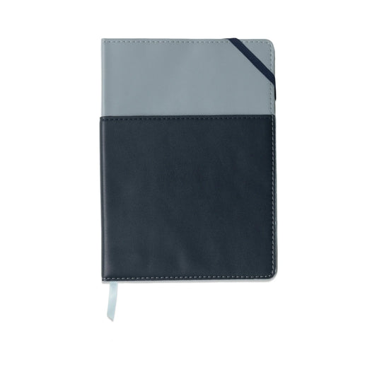 Vegan Leather Journal with Pocket - Blue and Navy