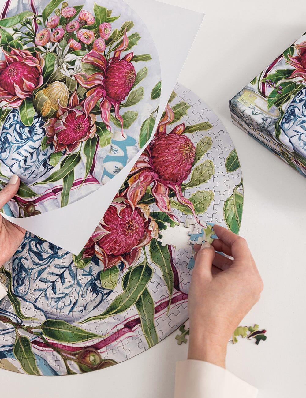 Waratah in Blue 500 piece Puzzle