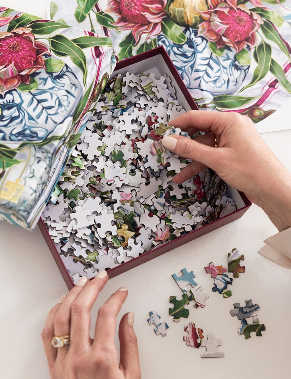 Waratah in Blue 500 piece Puzzle