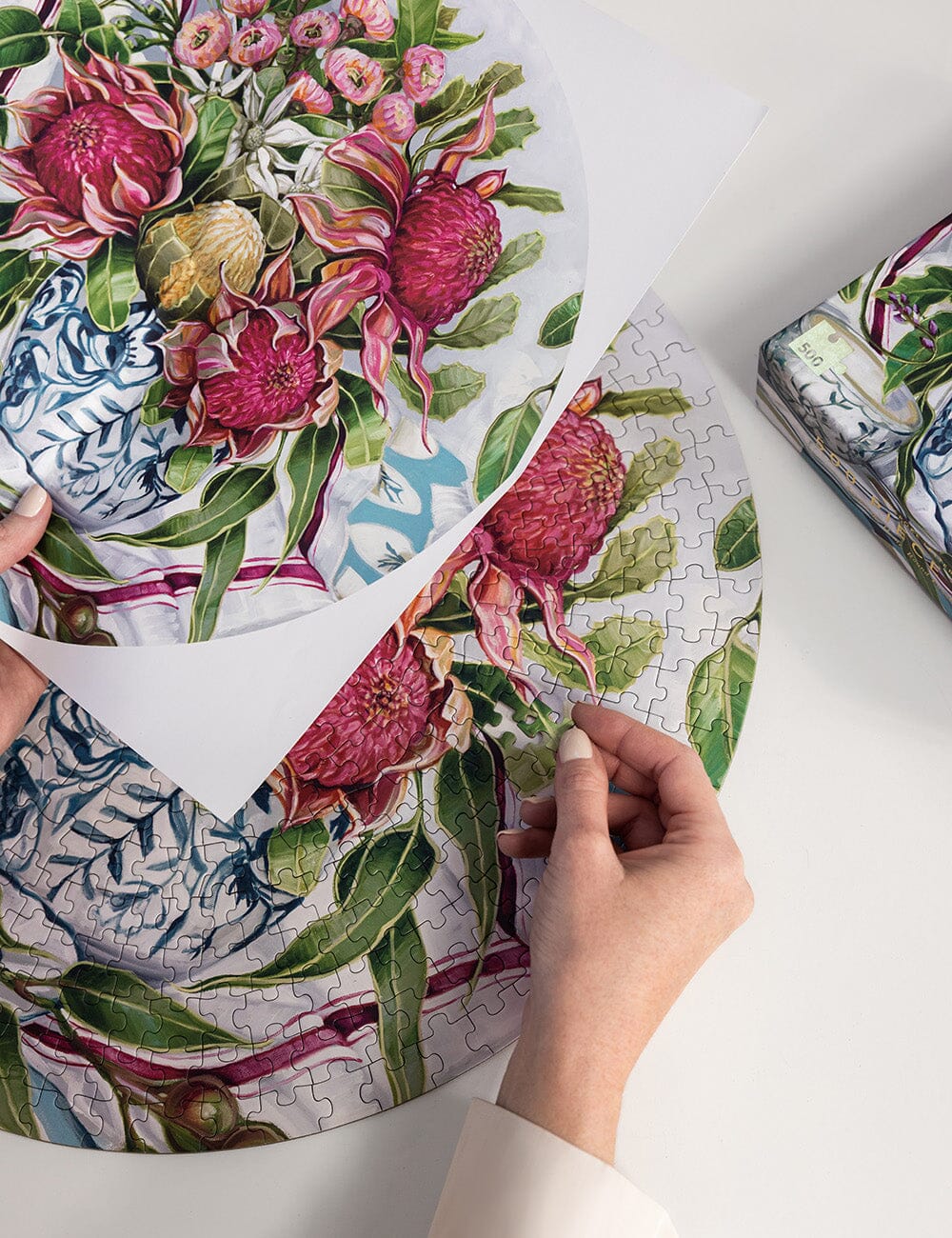 Waratah in Blue 500 piece Puzzle