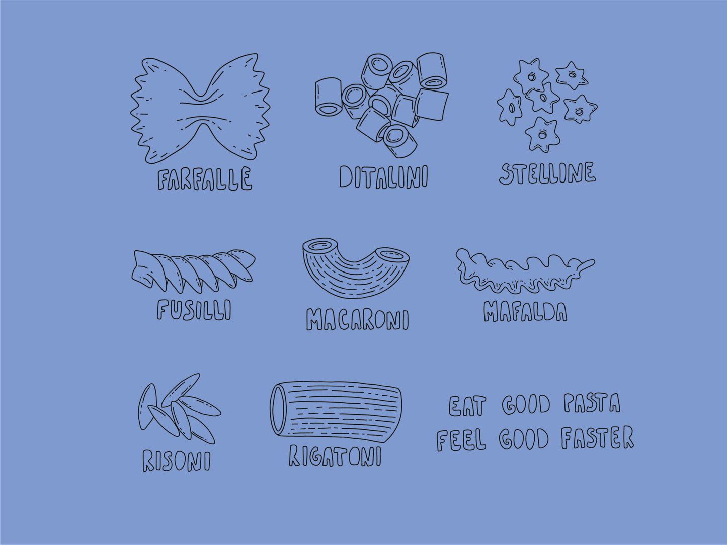 Lily Upton Pasta Shapes Stick and Stitch - Various Colours