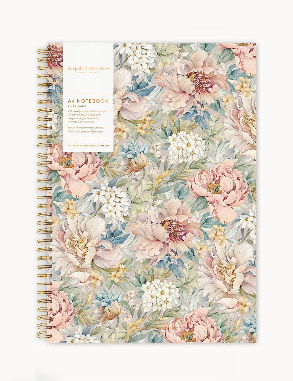 Ringbound A4 Notebook - Regency Blooms