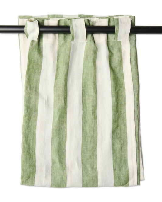 Kip and Co Linen Curtains - Moss Stripe (single panel)