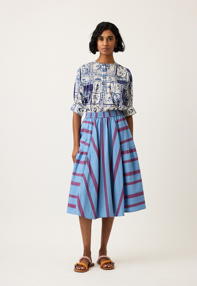 Nancybird Eula Skirt - Raspberry Stripe