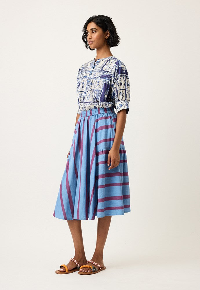 Nancybird Eula Skirt - Raspberry Stripe