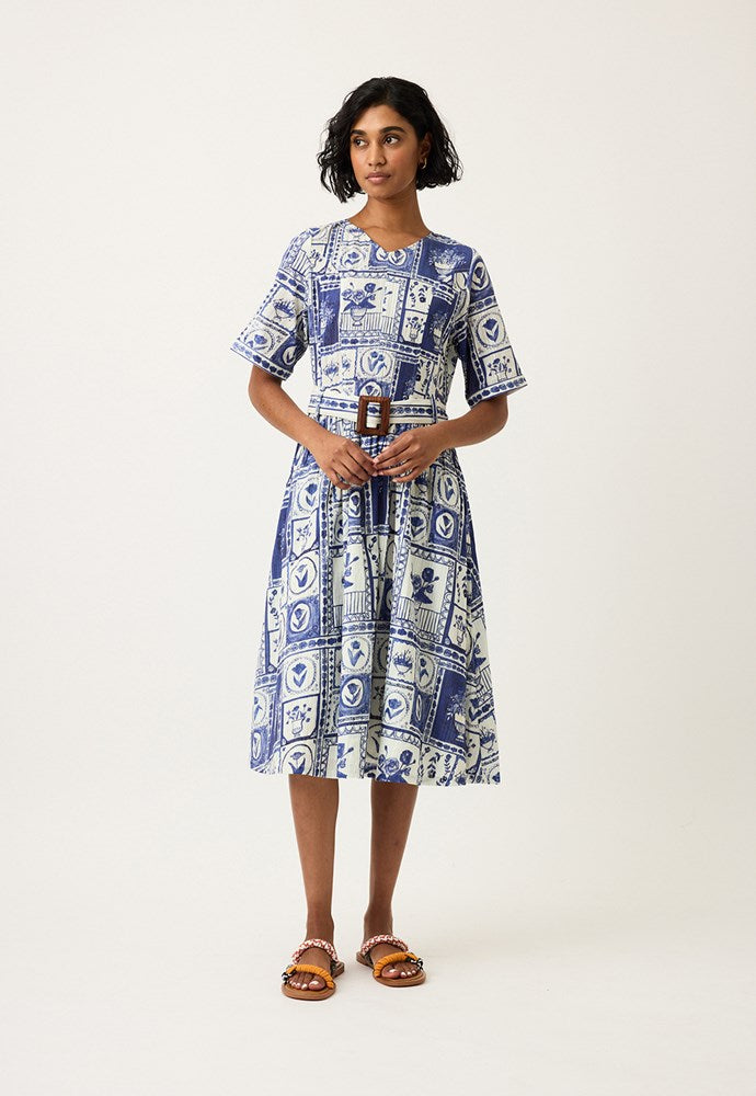 Nancybird Mona Short Sleeve Dress - Lyon Tile