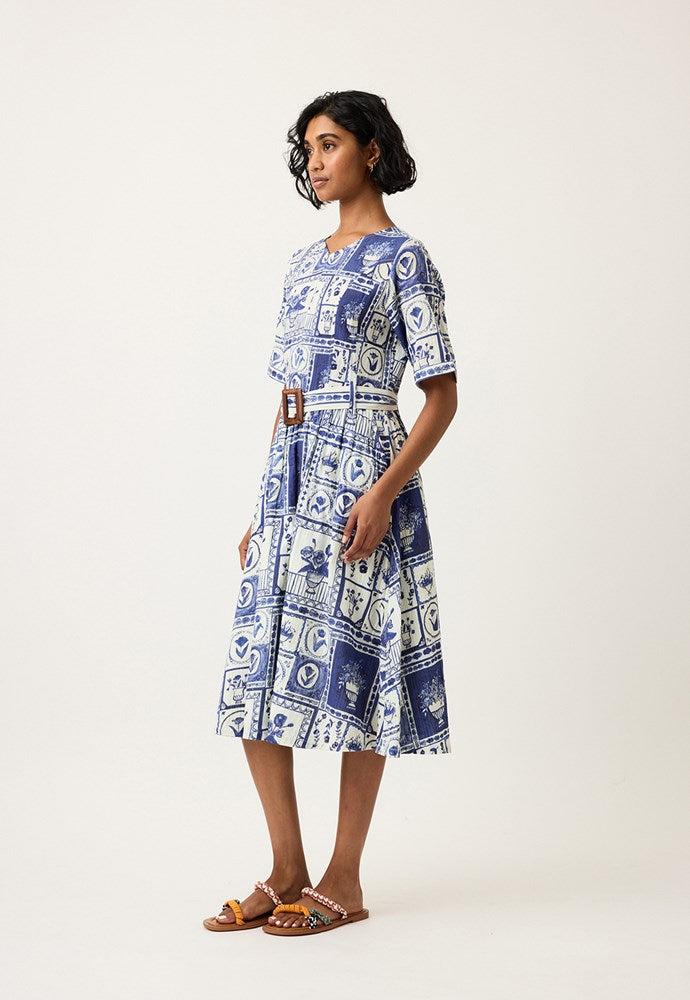 Nancybird Mona Short Sleeve Dress - Lyon Tile
