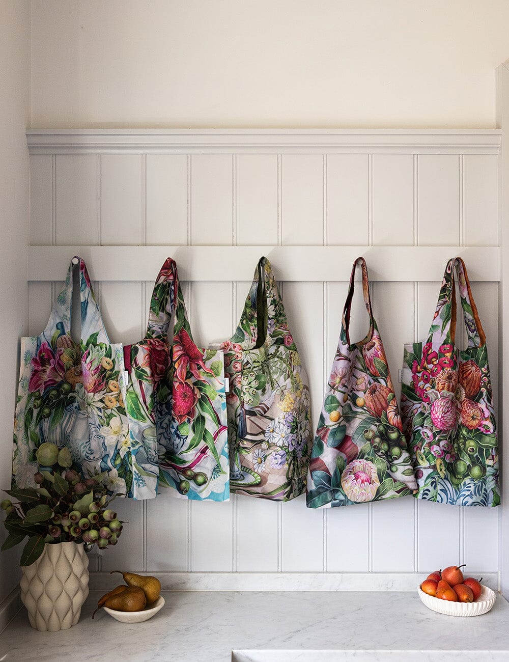 Reusable Shopping Bag - Three Vases with Lemon