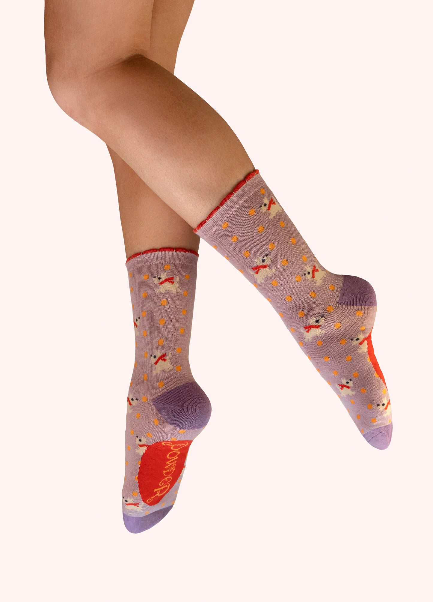 POWDER Ankle Socks - Woolly Westies PINK