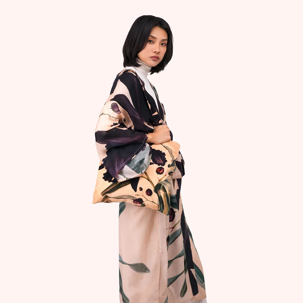 Powder Velvet Tote Bag - Midnight Orchid