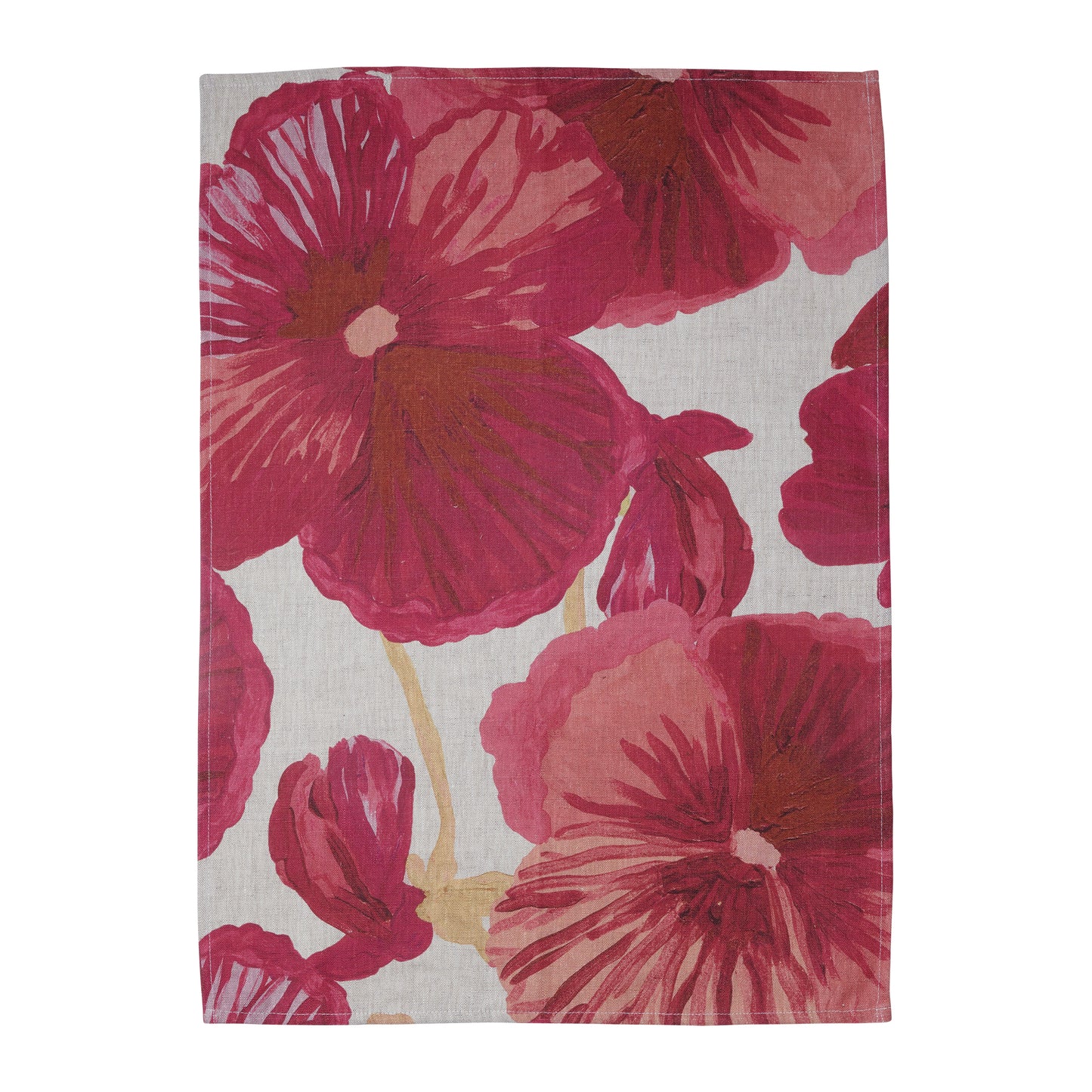 Wild Pansy Pink Linen Tea Towel