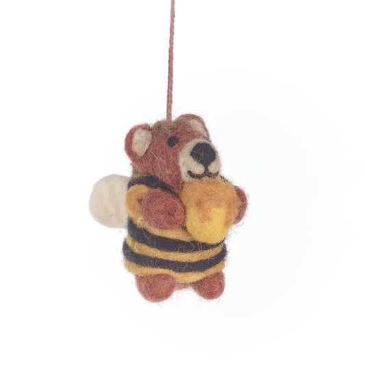 Handmade Felt Howie Honey Bee Bear Hanging  Decoration