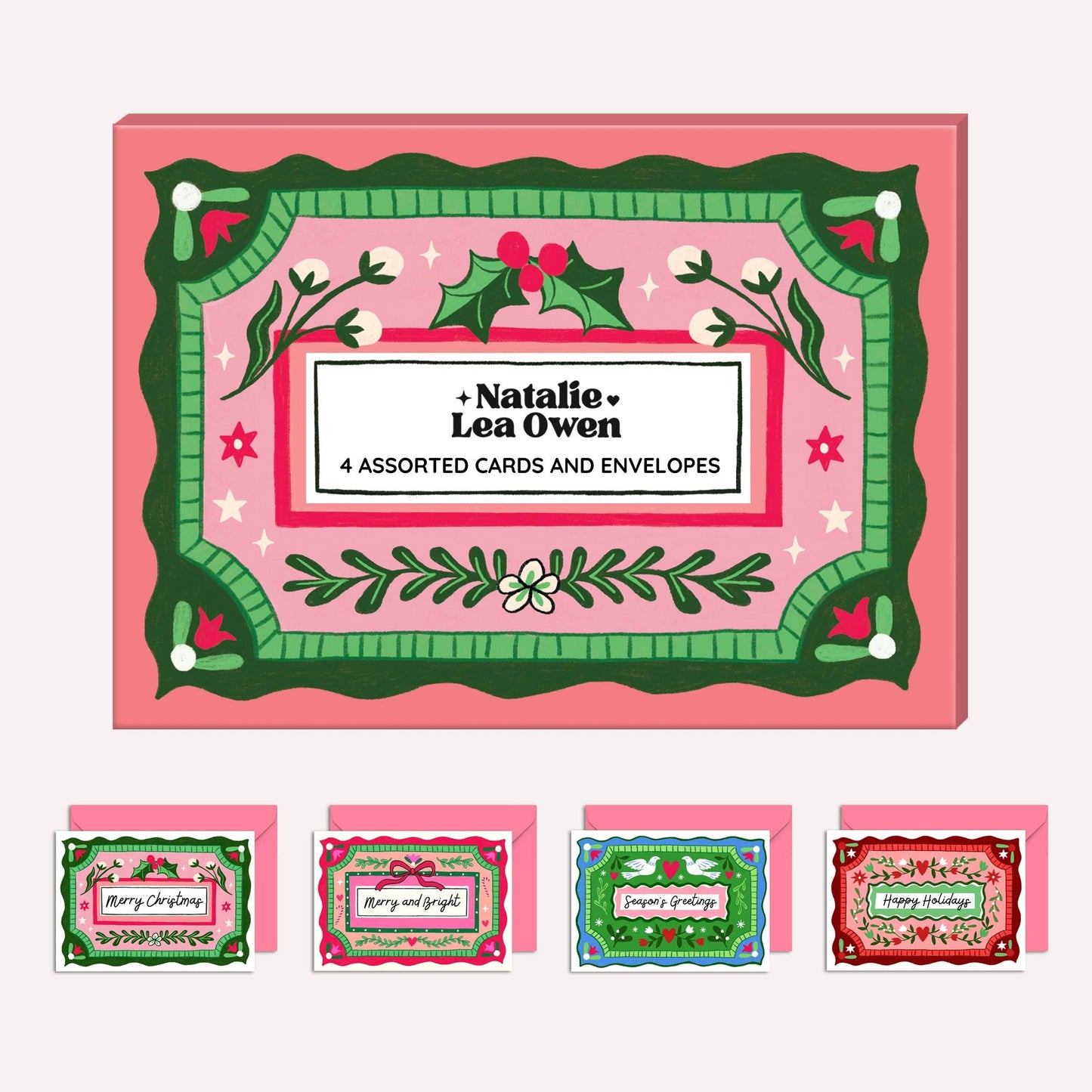 Christmas Card Pack of 4 | Pretty Vintage Illustration