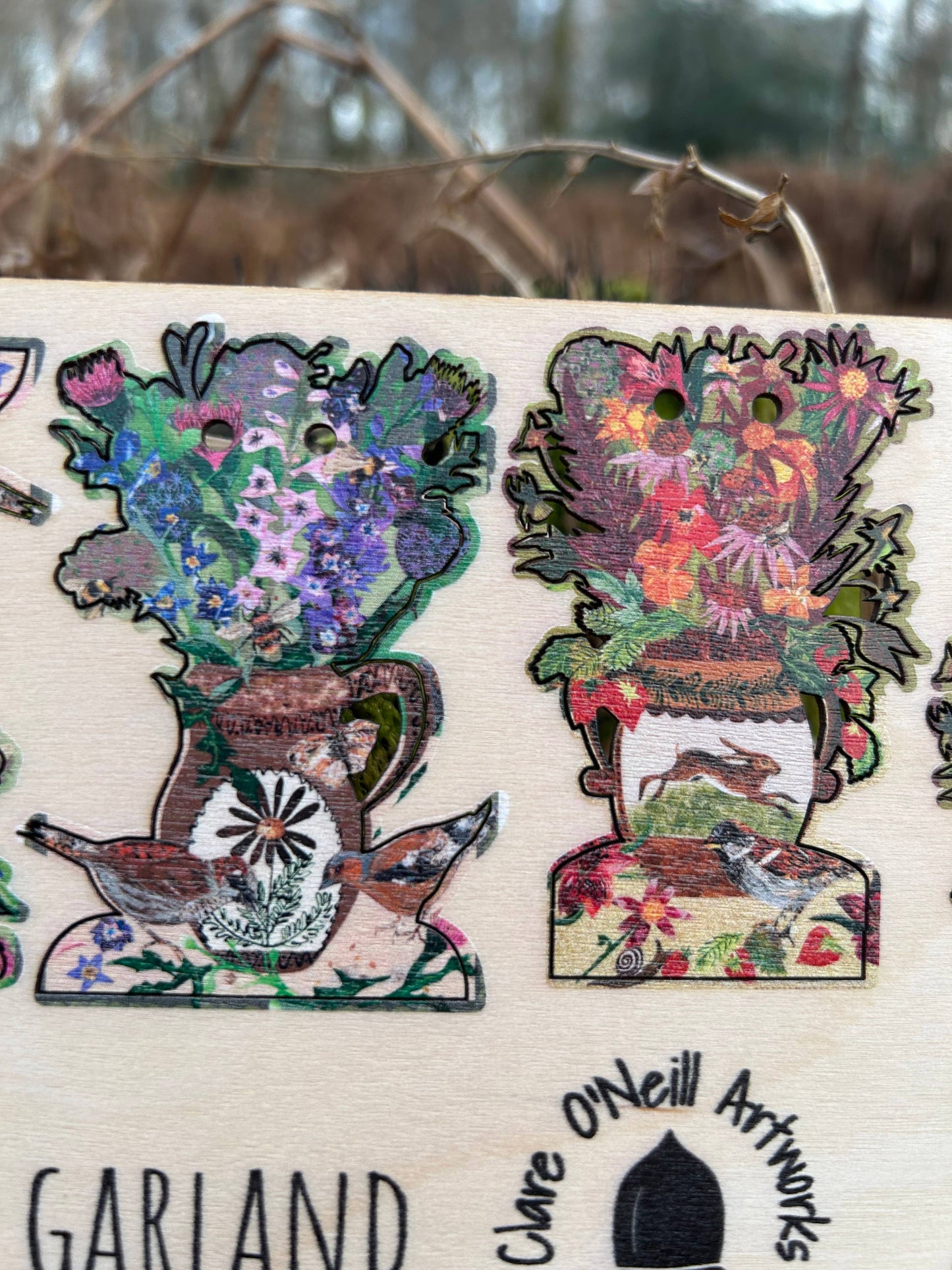 Pop out make your own floral wooden garland 