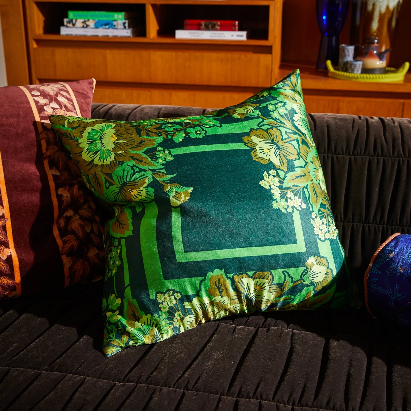 Eliza Silk Linen Cushion - Verdant