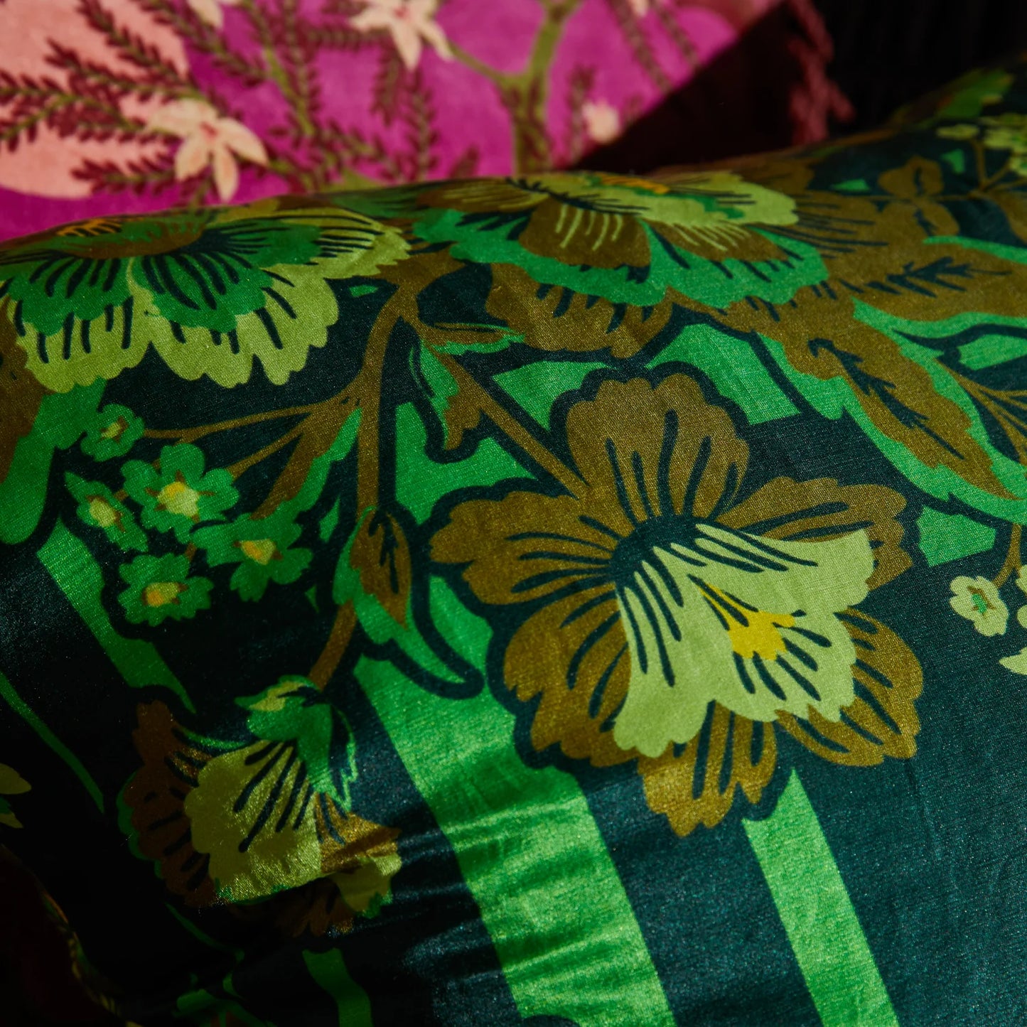 Eliza Silk Linen Cushion - Verdant