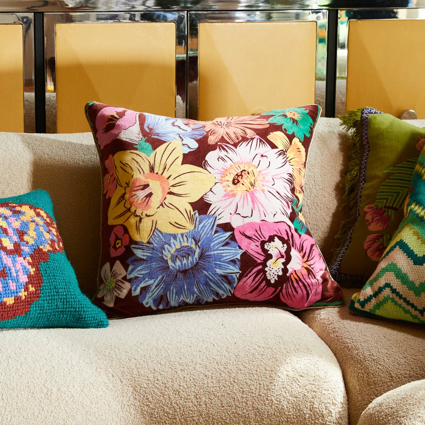 Ines Velvet Cushion - Burnt Sienna