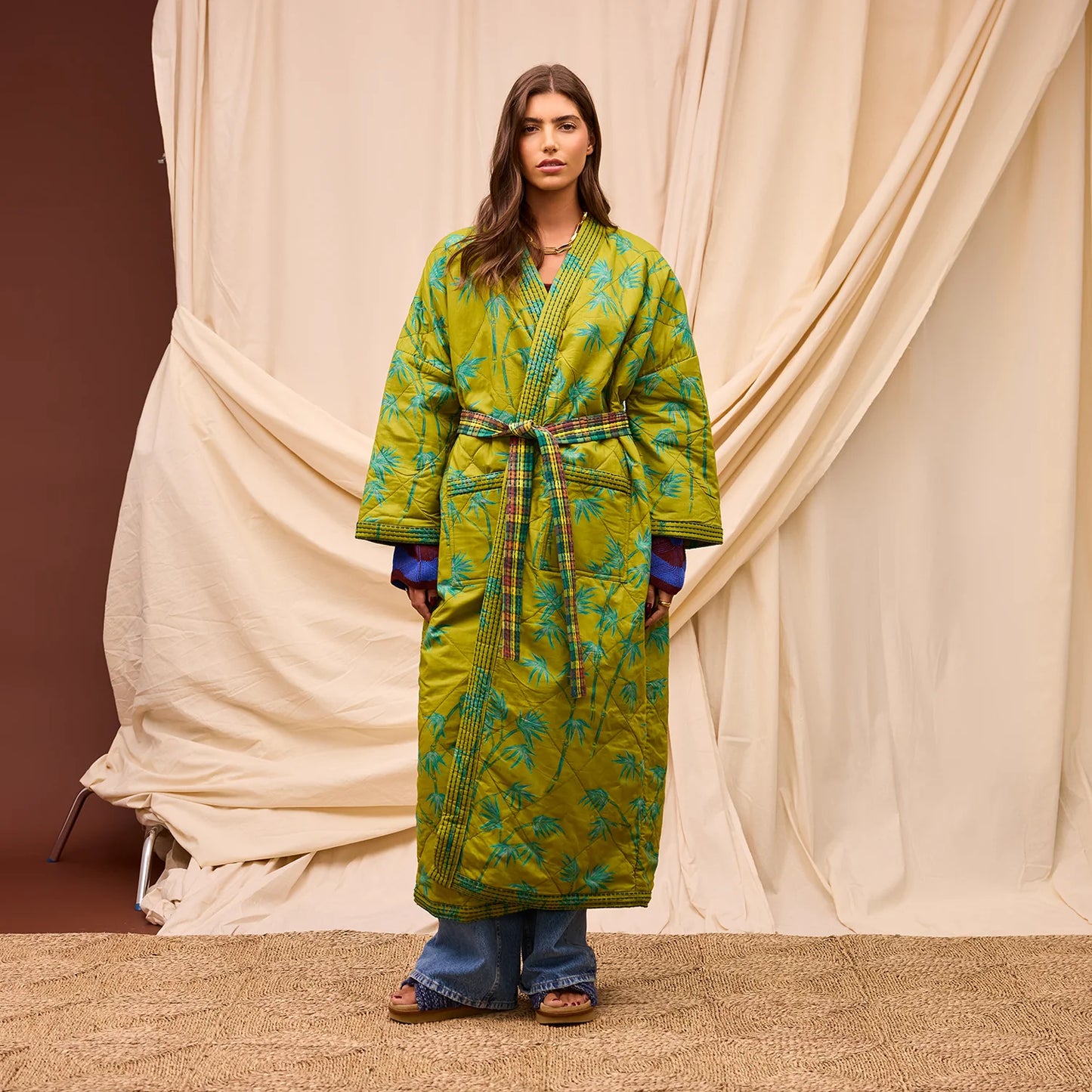 Aneta Quilted Robe - Juniper