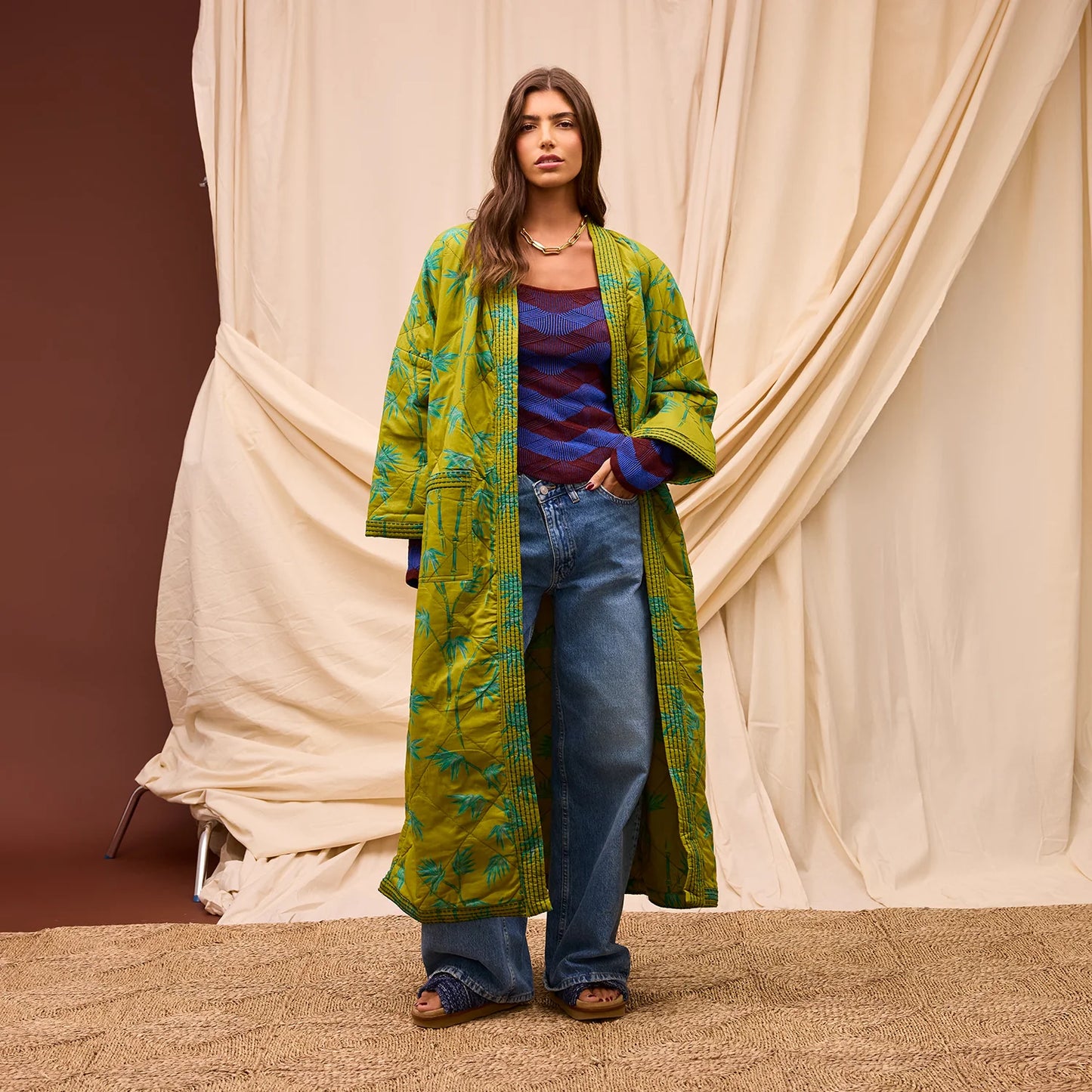 Aneta Quilted Robe - Juniper