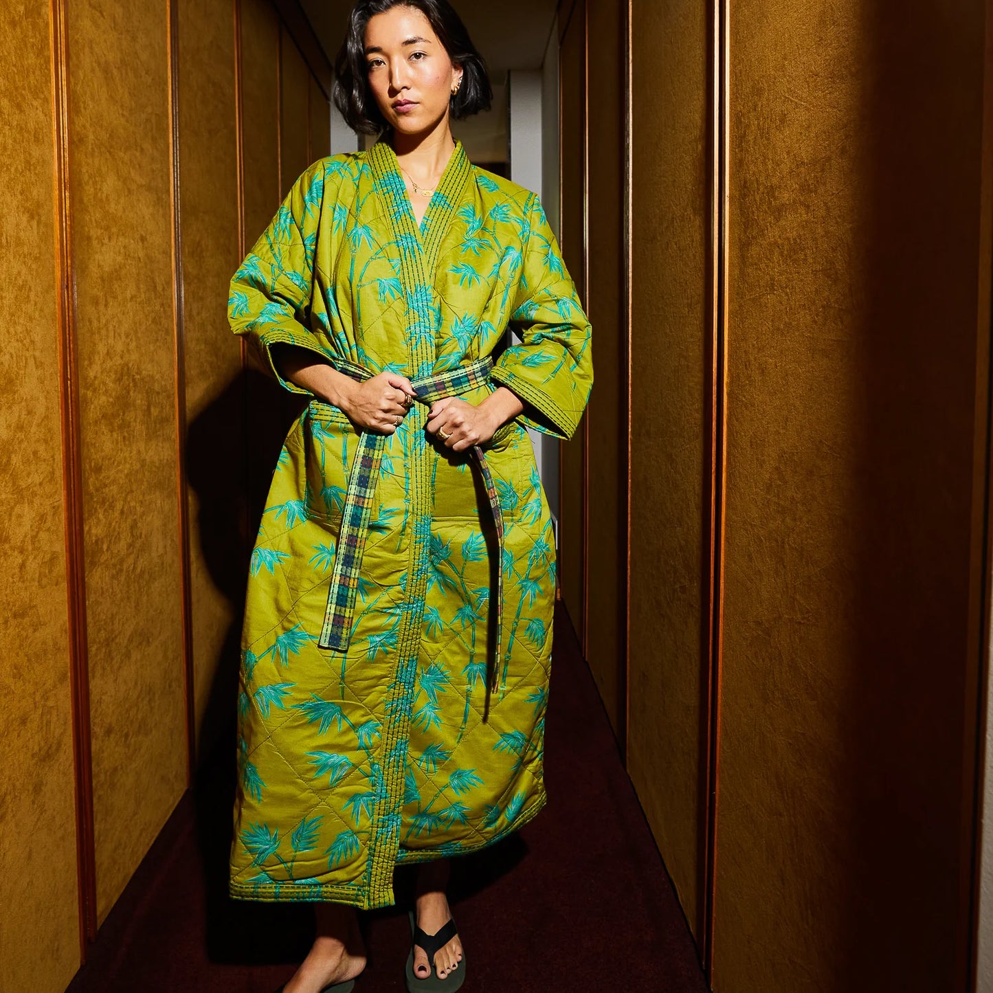 Aneta Quilted Robe - Juniper