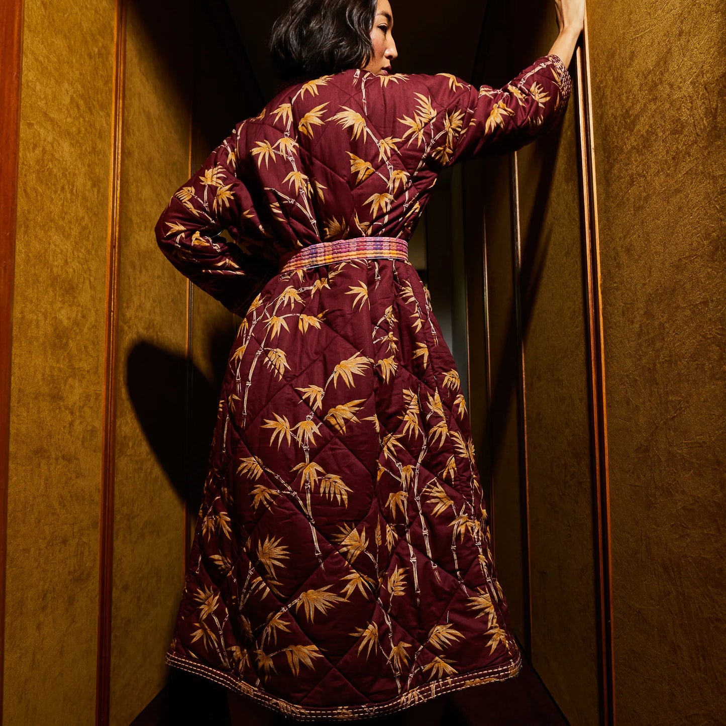 Aneta Quilted Robe - Rosewood