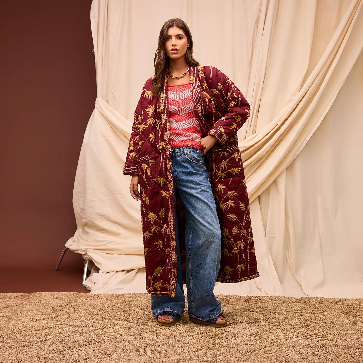 Aneta Quilted Robe - Rosewood