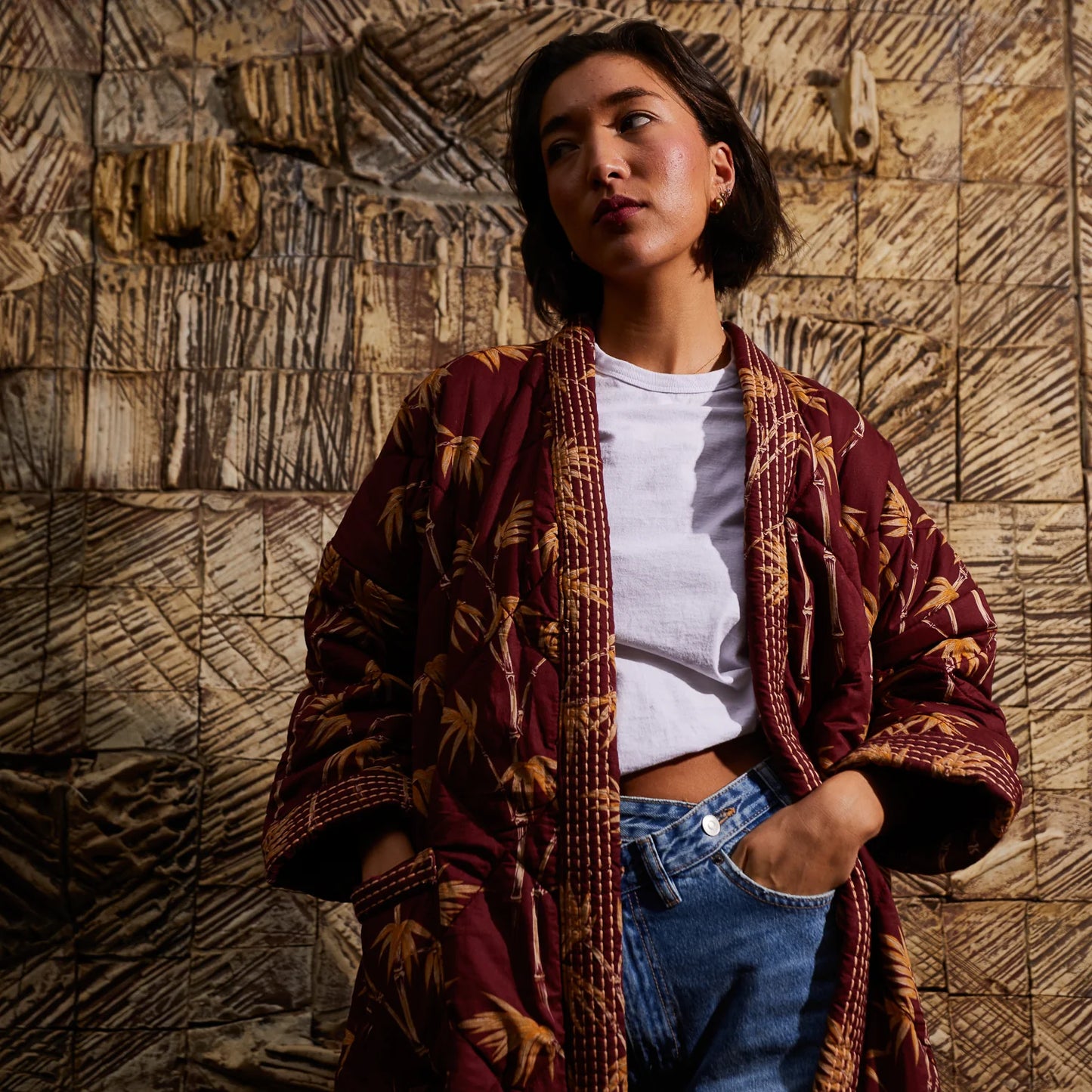 Aneta Quilted Robe - Rosewood