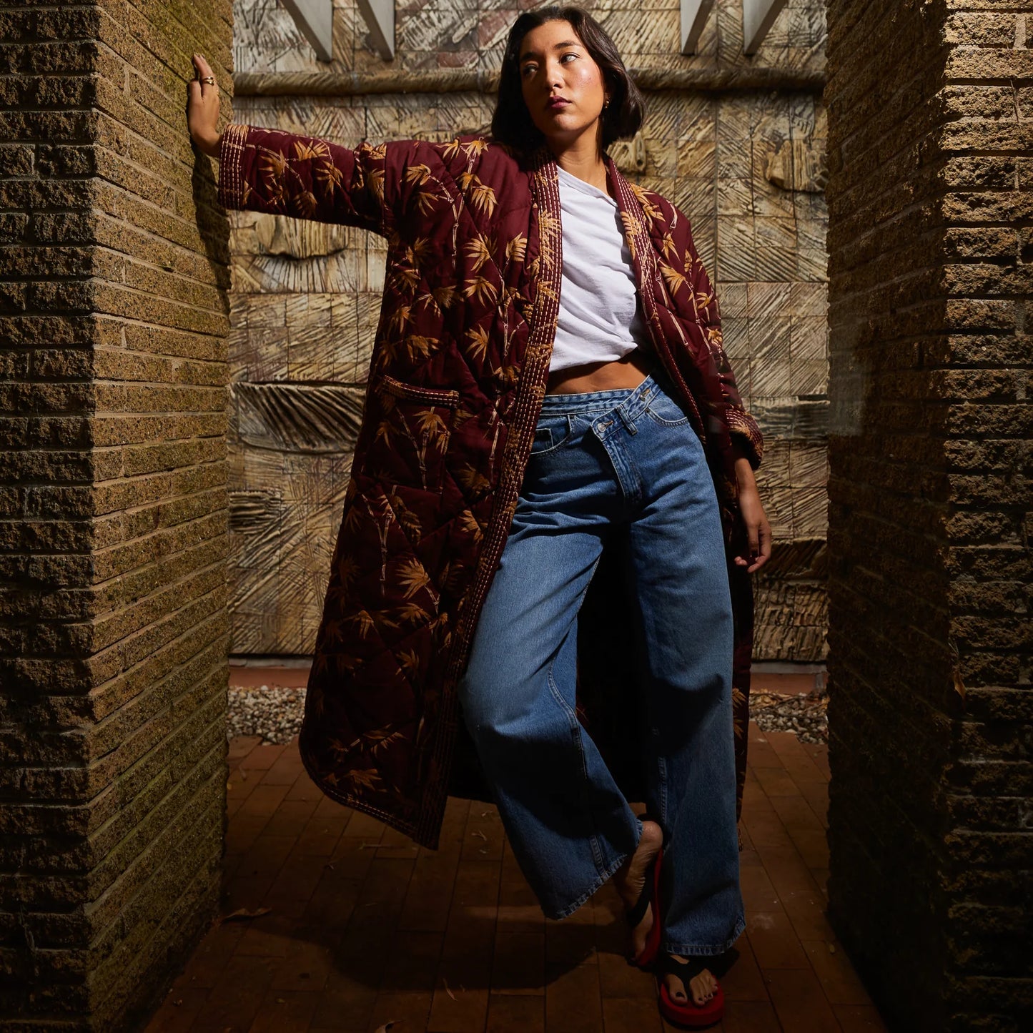 Aneta Quilted Robe - Rosewood