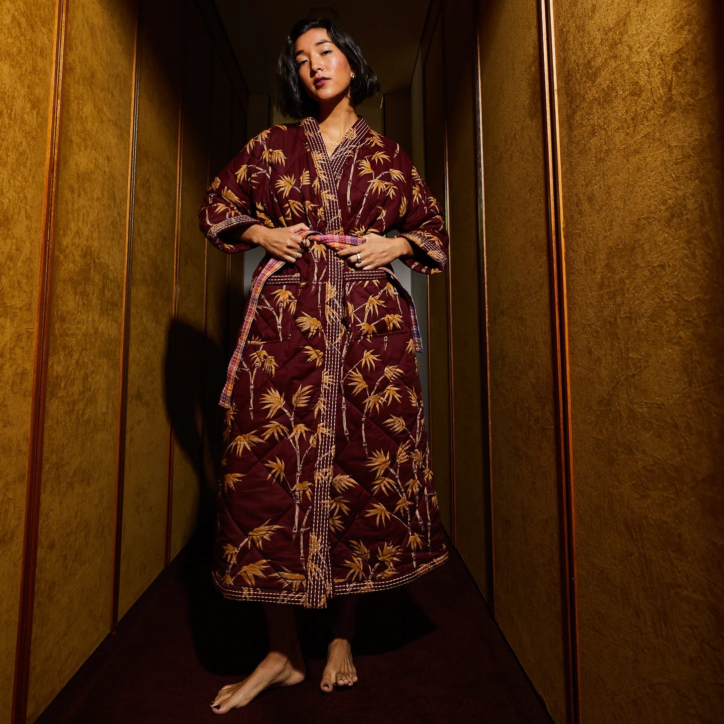 Aneta Quilted Robe - Rosewood