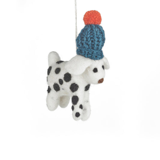 Handmade Needle Felt Dotty the Dog Hanging Decoration