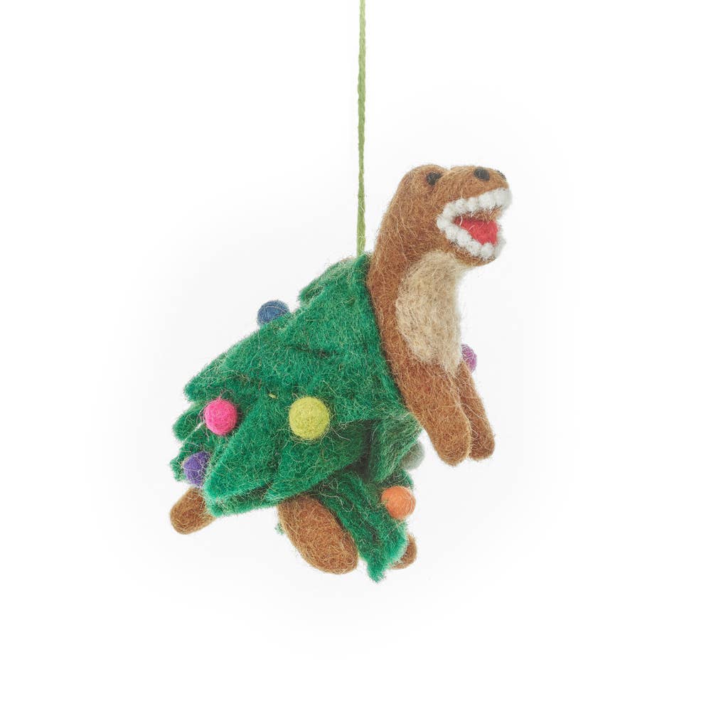 Handmade Needle Felt Tree-Rex Hanging Christmas Dinosaur Dec