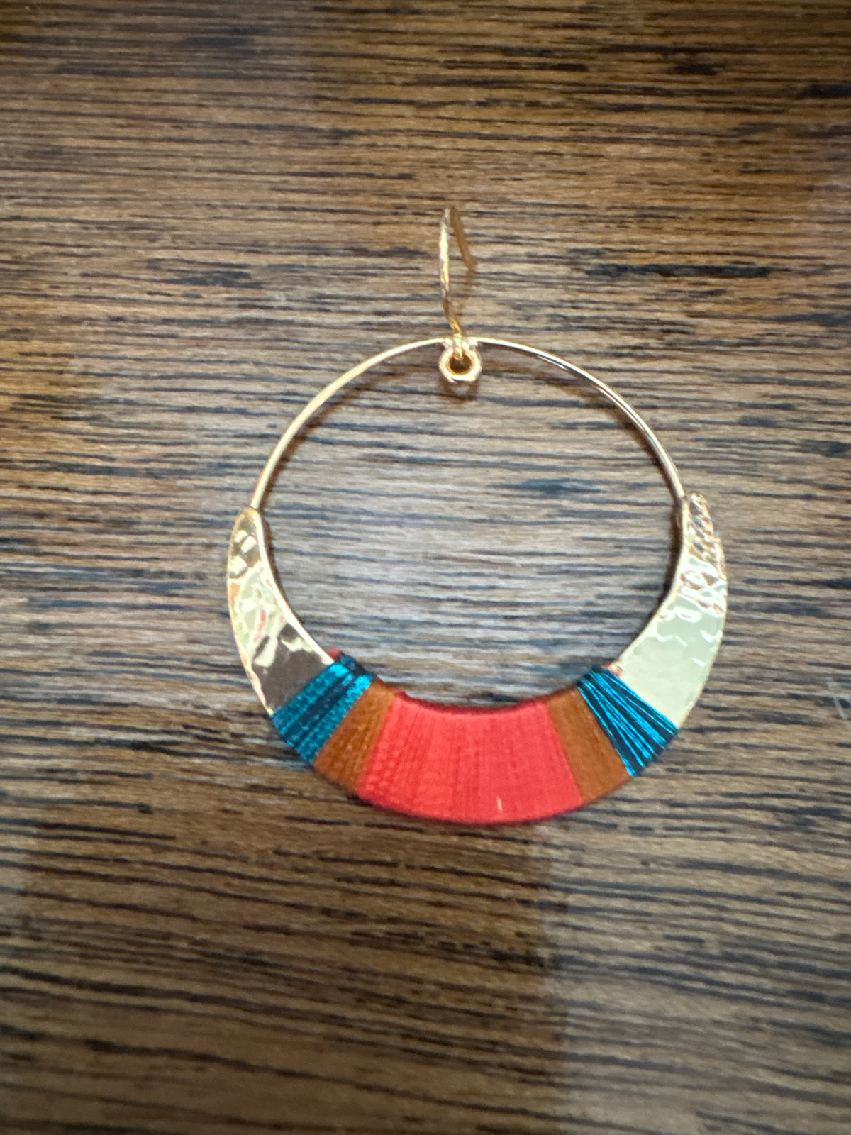 Sosol & Sea Brass and Thread Hoop Earrings - Orange