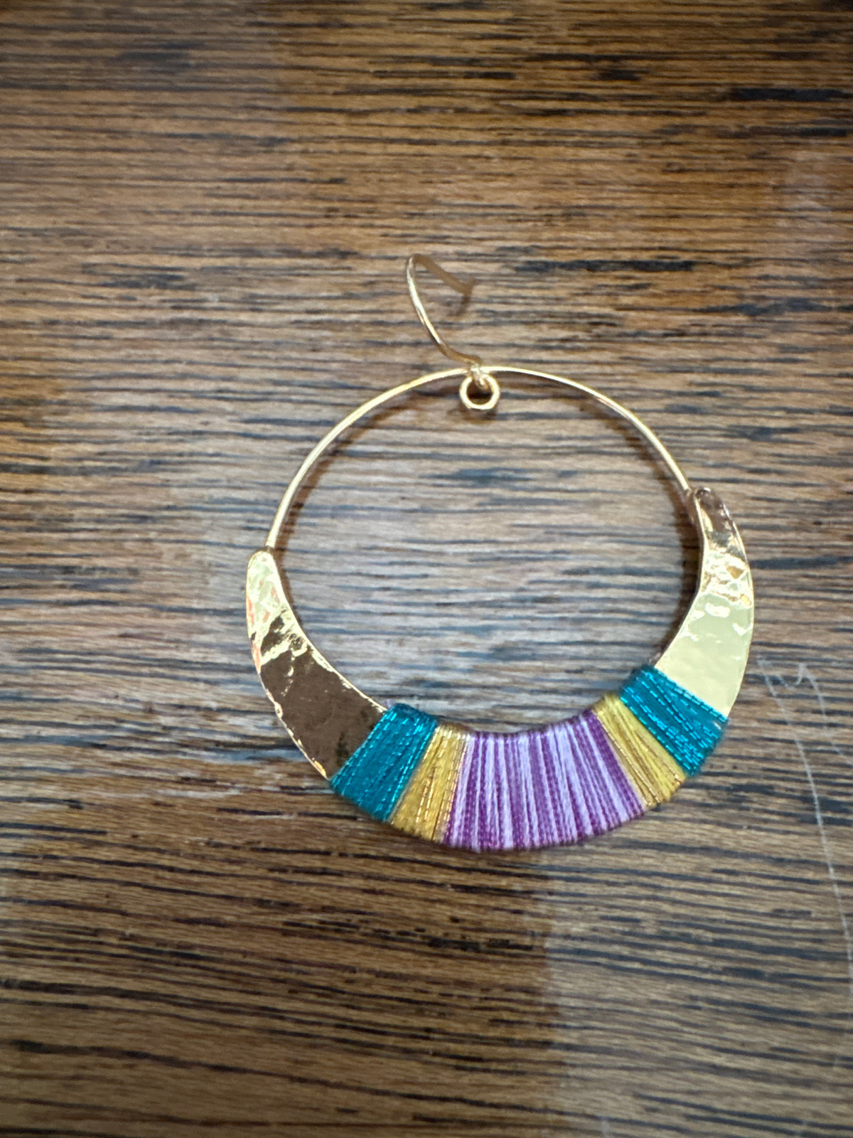 Sosol & Sea Brass and Thread Hoop Earrings - Lilac