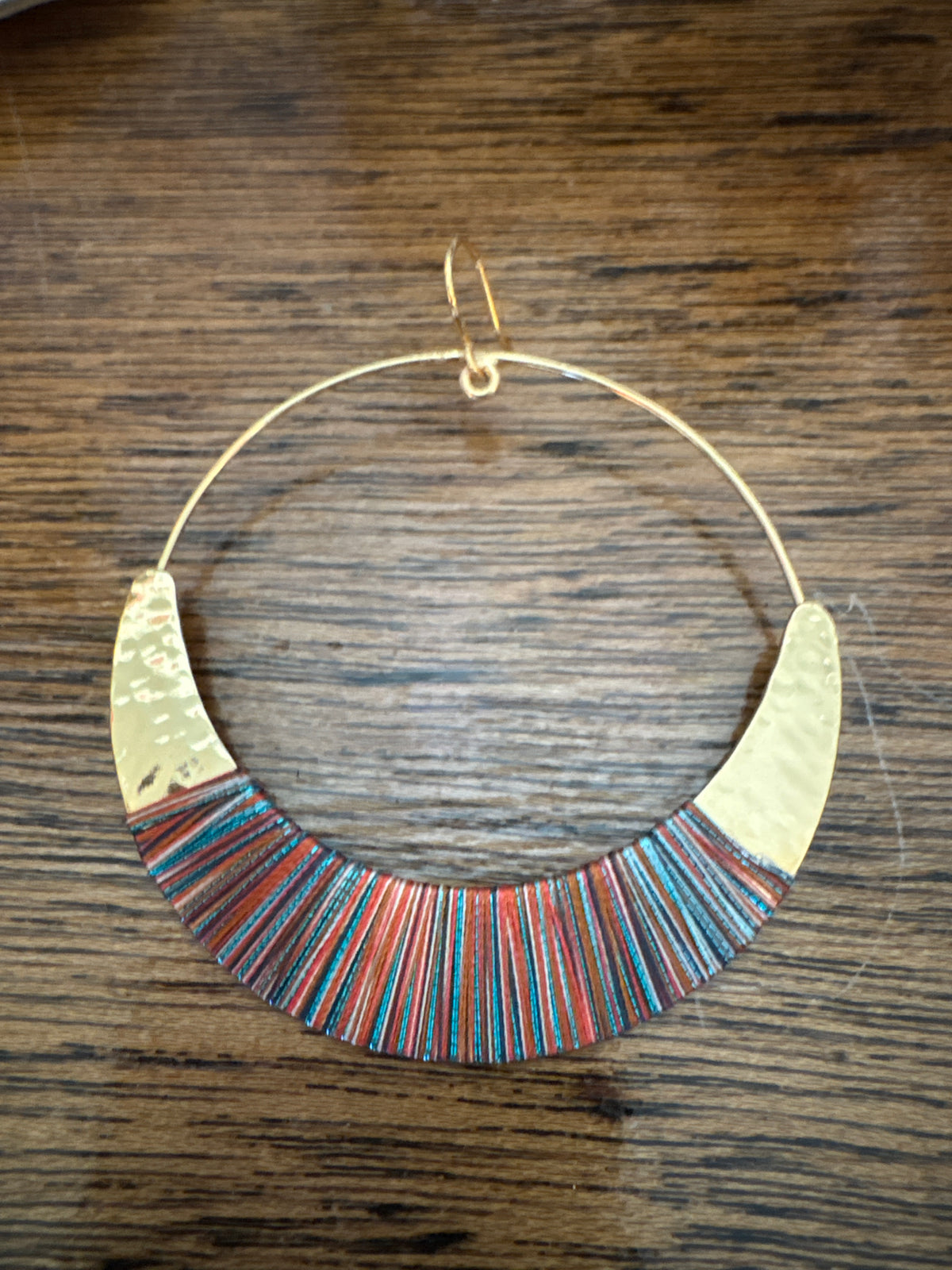 Sosol & Sea Brass and Thread Hoop Earrings - Multi