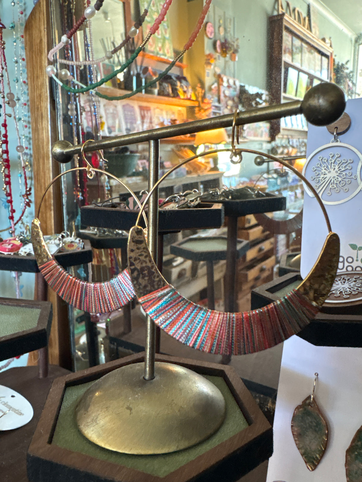 Sosol & Sea Brass and Thread Hoop Earrings - Multi