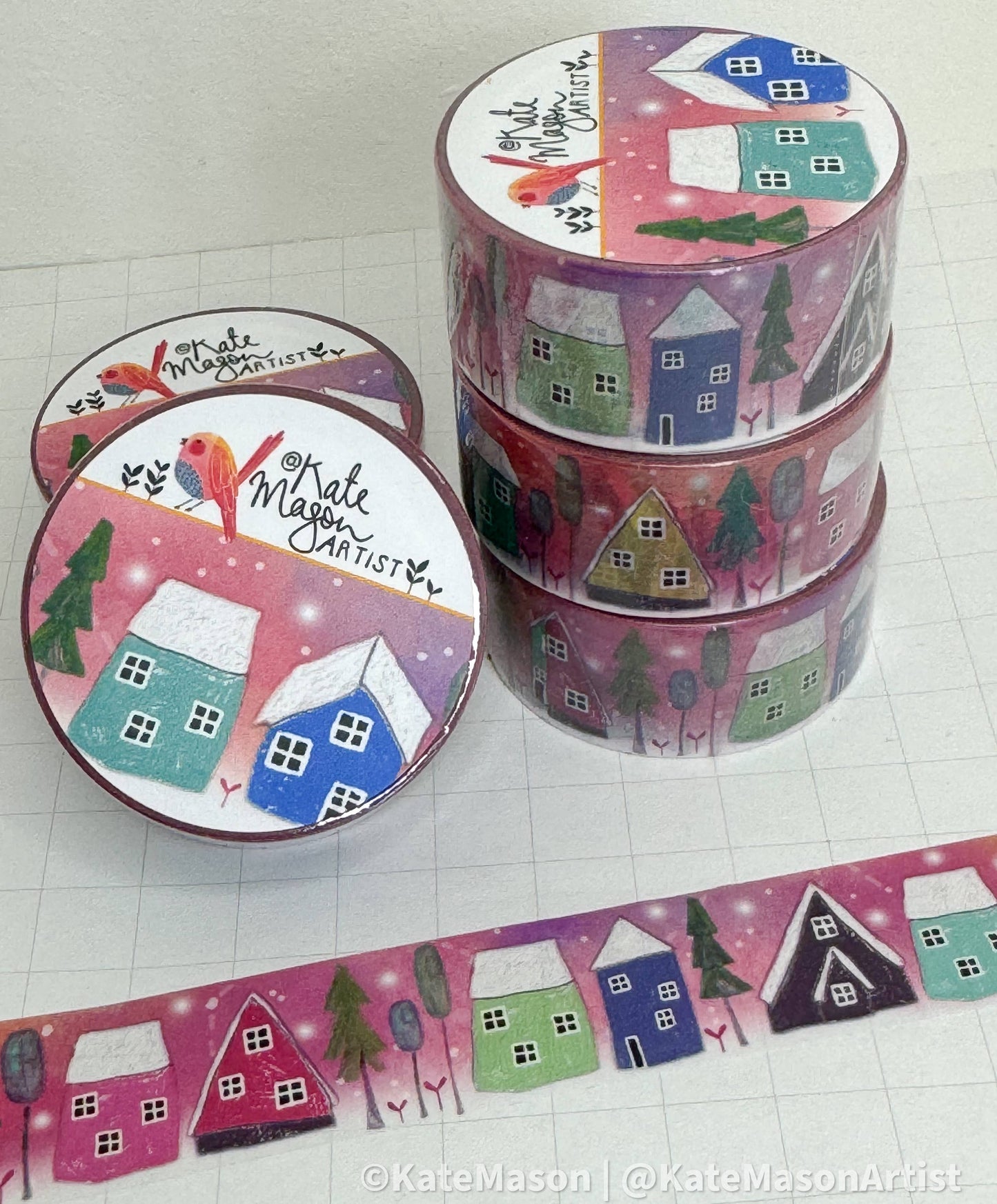 Pink Snowy Village WASHI TAPE 