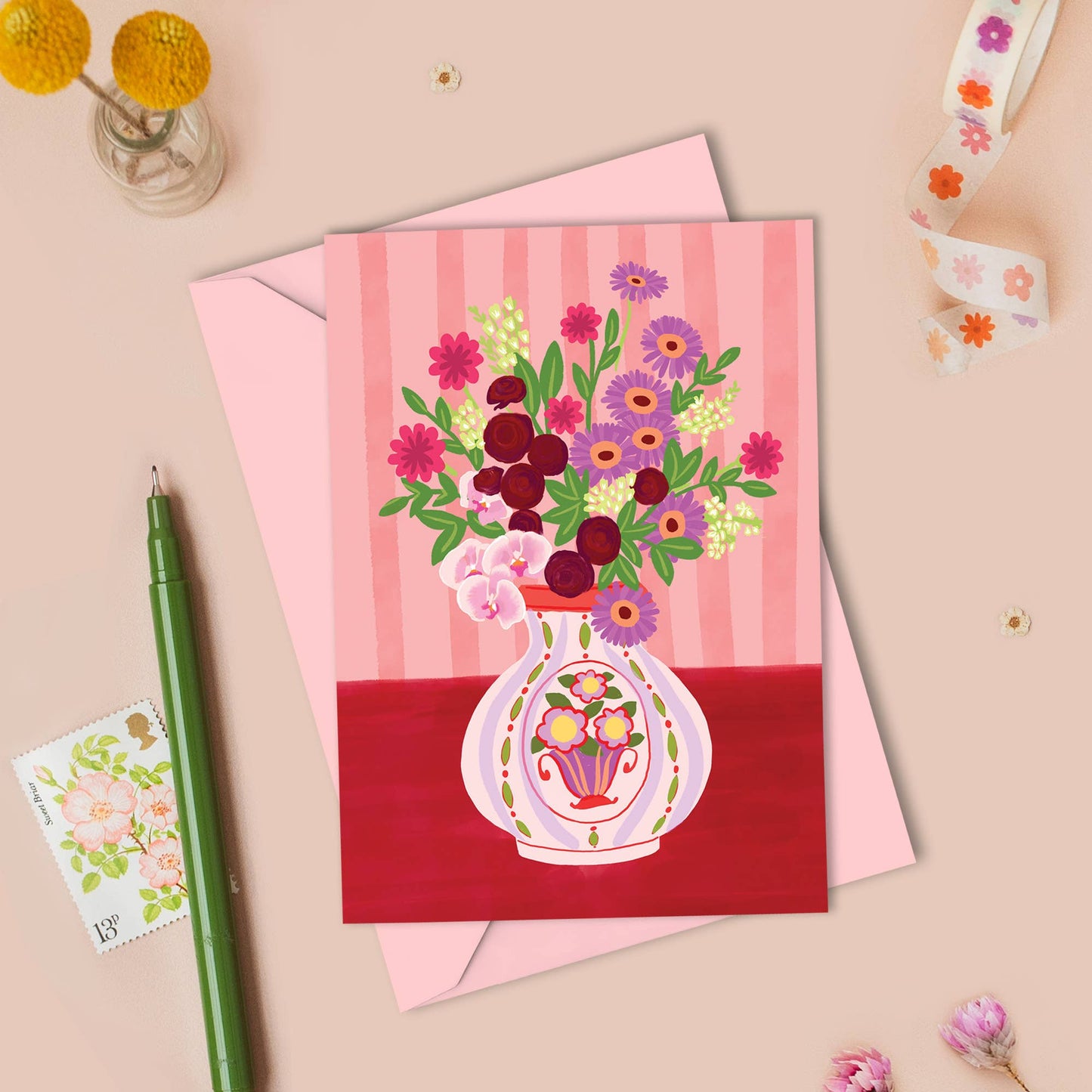 Bright Bouquet in Vase Card | Just Because, Any Occasion