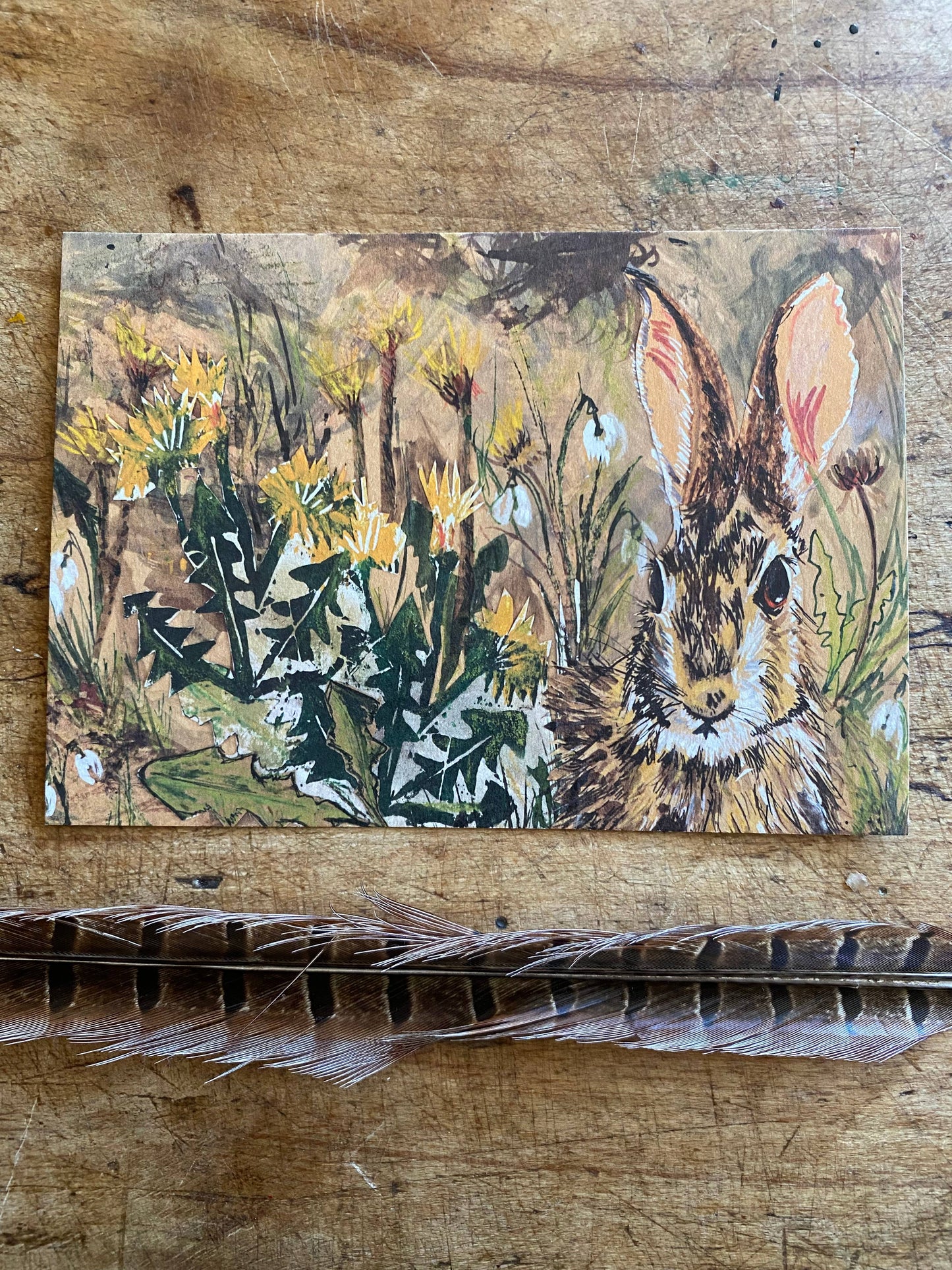A6 Snowdrops and dandelions postcard