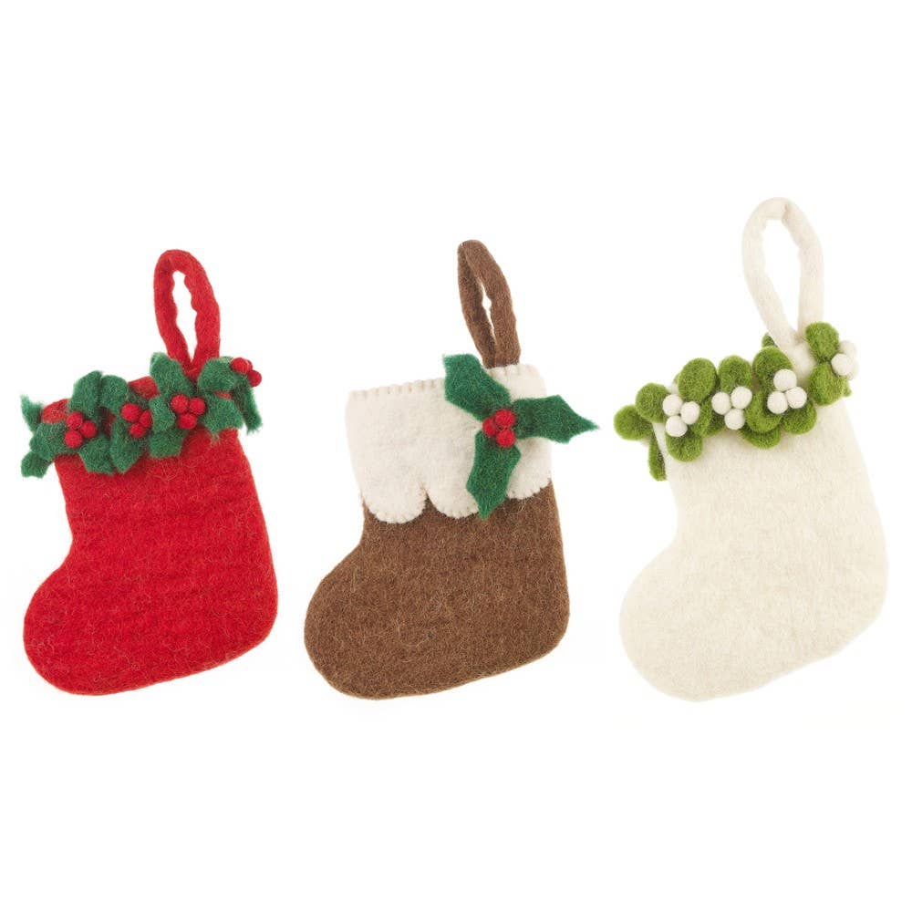 Handmade Felt Mini Christmas Stocking: Christmas Pudding
