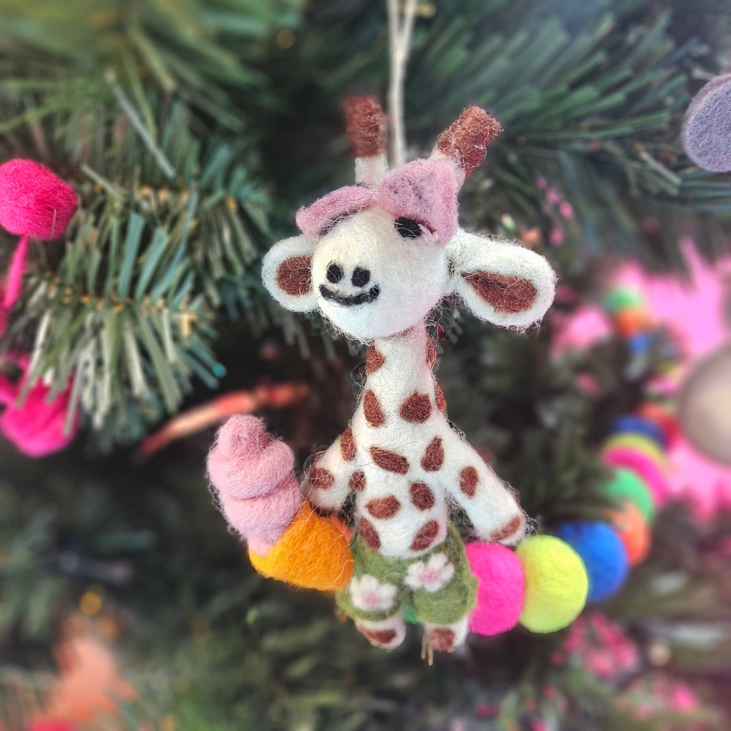 Handmade Felt Ginny the Giraffe Safari Hanging Decoration